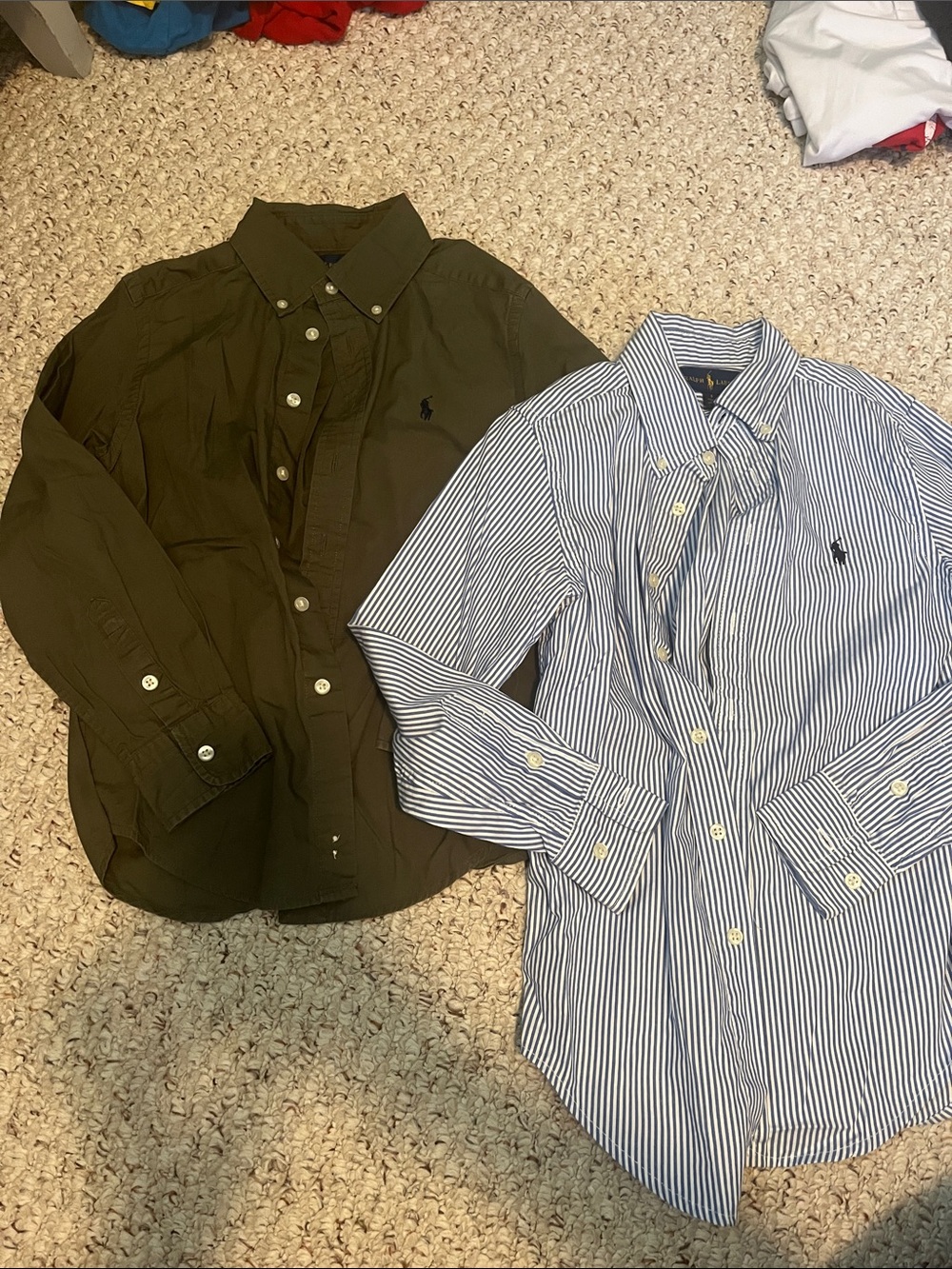 Polo by Ralph Lauren Olive Green Button-Down & Blue Stripe Shirt Duo